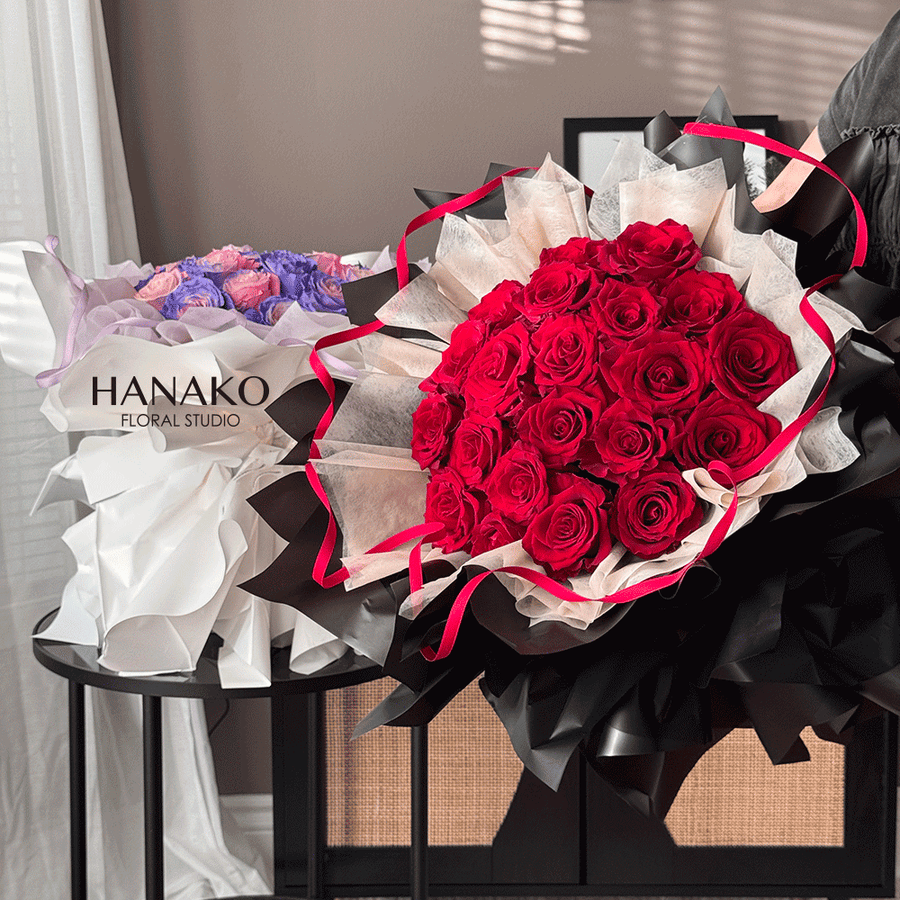 Vday Ballet Bloom Rose Bouquet - Red