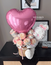 Vday Plush Toy with Rose Box - Pink