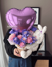 Vday Plush Toy with Rose Box - Purple