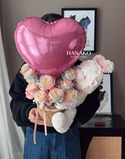 Vday Plush Toy with Rose Box - Pink