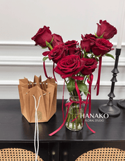 Vday Rose with Vase - Red