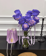 Vday Rose with Vase - Purple