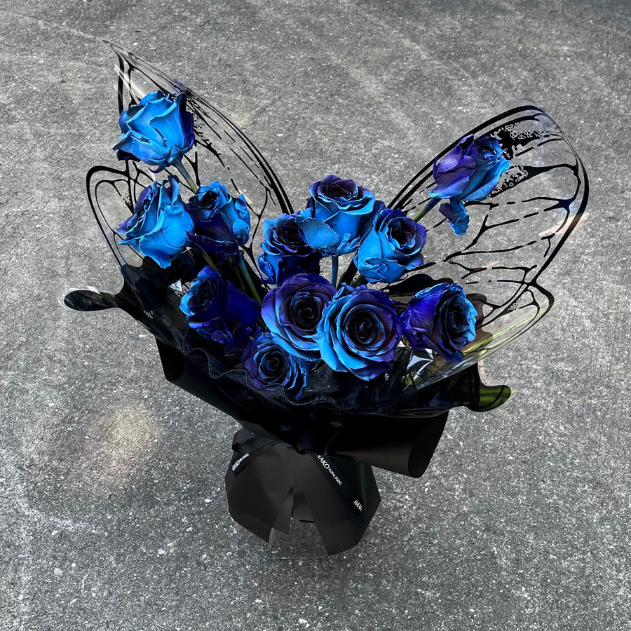 Butterfly Rose Bouquet -Cosmic Blue