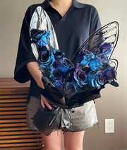 Butterfly Rose Bouquet -Cosmic Blue