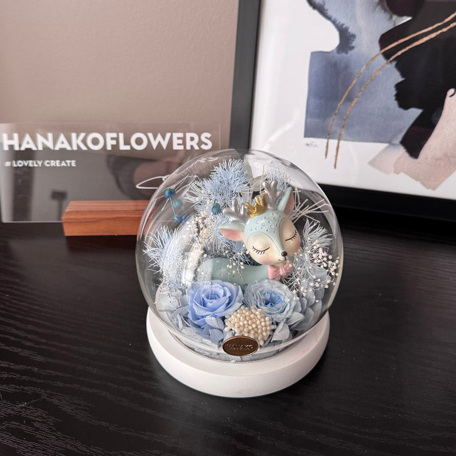 Frosty Deer Dream Preserved Flower Cloche