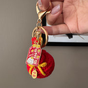 Handmade Crochet Lucky Red Pouch Keychain