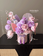 Pinky Lunar New Year Artificial Flower Bucket