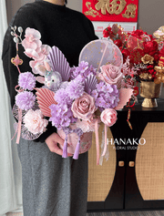 Pinky Lunar New Year Artificial Flower Bucket