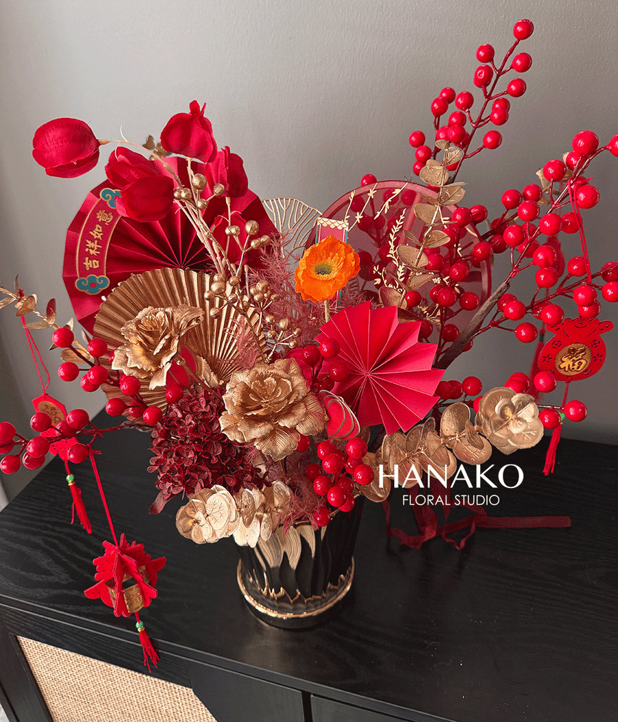 Lunar New Year Artificial Flower Bucket Style C