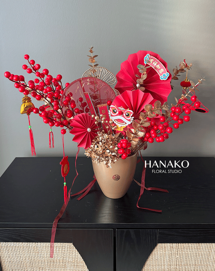 Lunar New Year Artificial Flower Bucket Style D